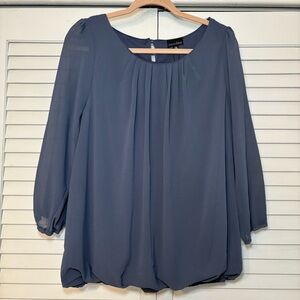 Zenobia Women’s Pleated Blouse 2XL Slate Blue